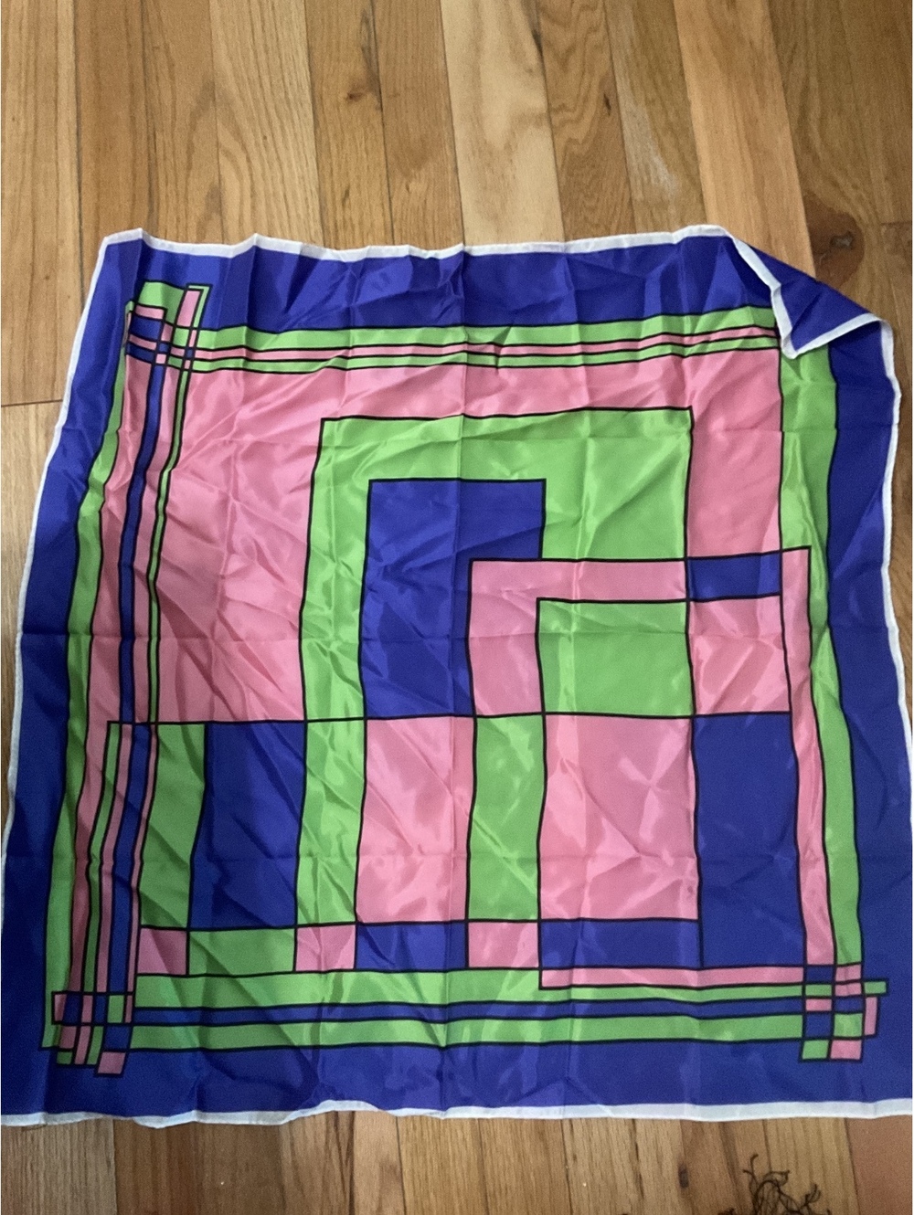 Vintage Water Repellent 100% Acetate Colorful Geometric Scarf